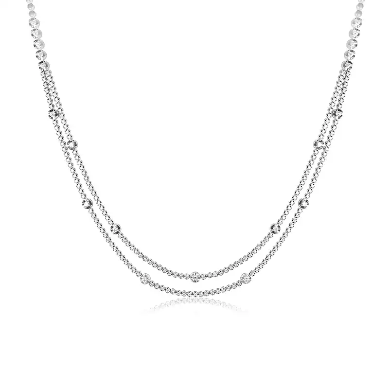 Two lines of 18K White Gold & Diamond Necklace Set